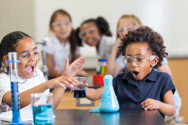 Children doing science experiment